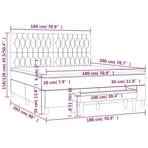 Boxspringbett mit Matratze Blau 180x200 cm Stoff