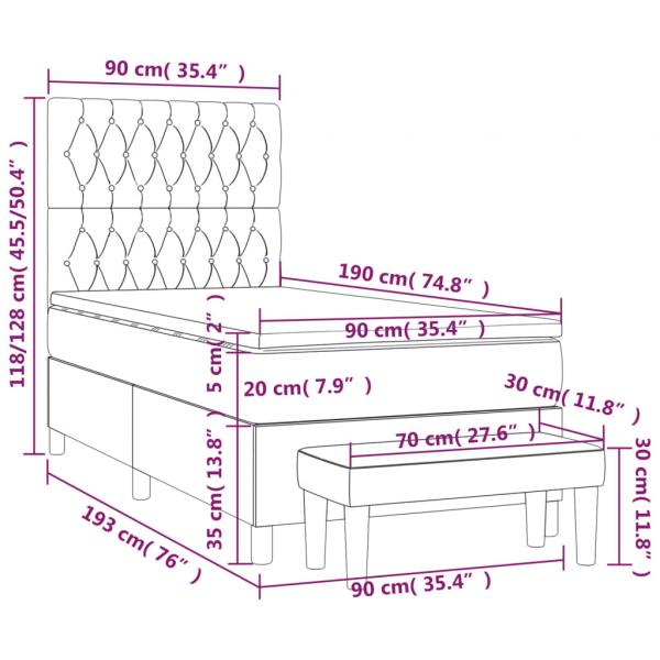 Boxspringbett mit Matratze Blau 90x190 cm Stoff