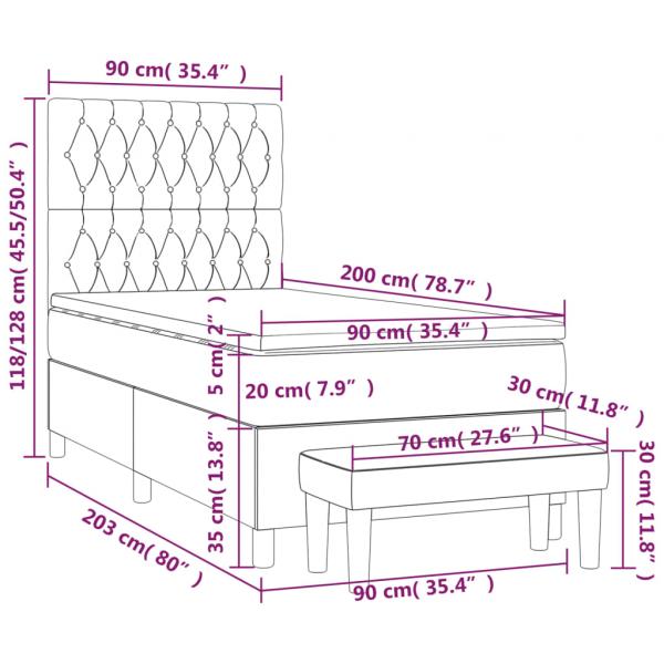 Boxspringbett mit Matratze Rosa 90x200 cm Samt