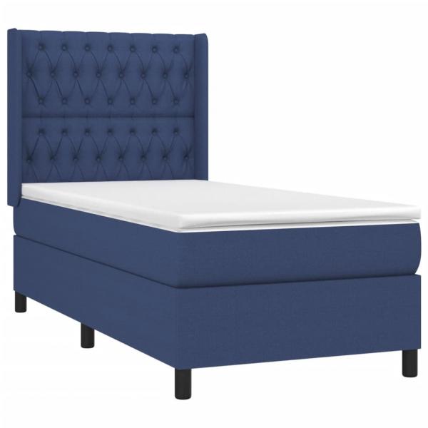 Boxspringbett mit Matratze & LED Blau 90x190 cm Stoff