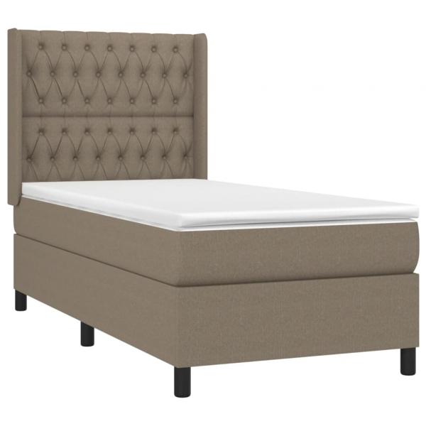 Boxspringbett mit Matratze & LED Taupe 90x190 cm Stoff