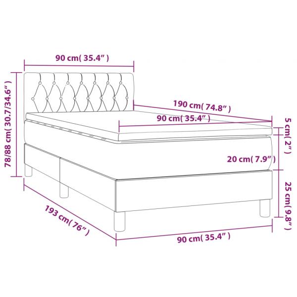 Boxspringbett mit Matratze Blau 90x190 cm Stoff