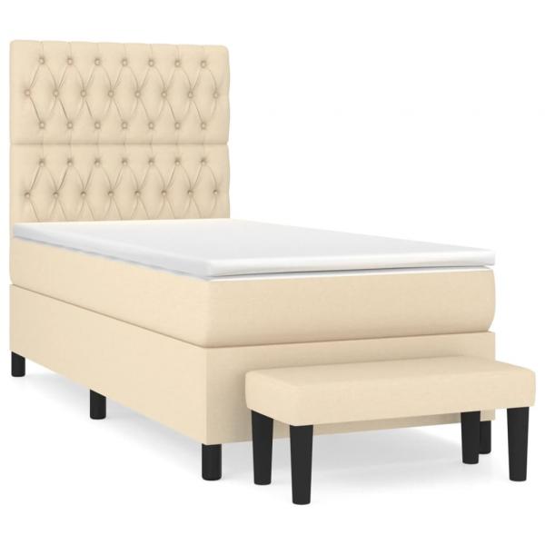 Boxspringbett mit Matratze Creme 100x200 cm Stoff