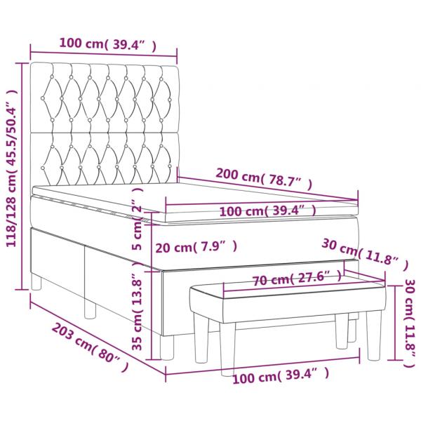 Boxspringbett mit Matratze Creme 100x200 cm Stoff