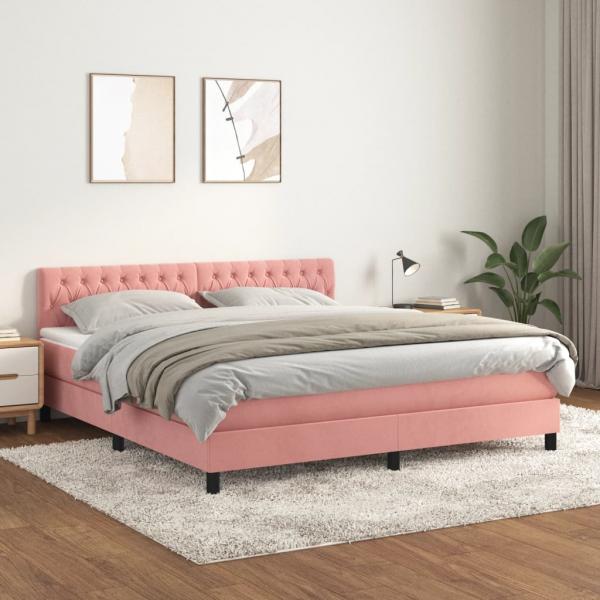 ARDEBO.de - Boxspringbett mit Matratze Rosa 180x200 cm Samt