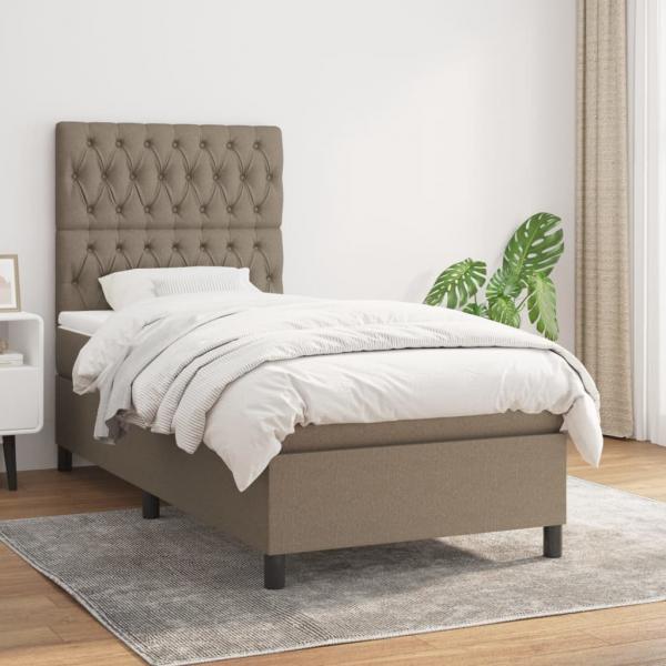 ARDEBO.de - Boxspringbett mit Matratze Taupe 90x200 cm Stoff