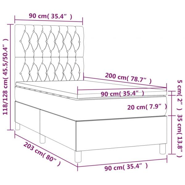 Boxspringbett mit Matratze Creme 90x200 cm Stoff