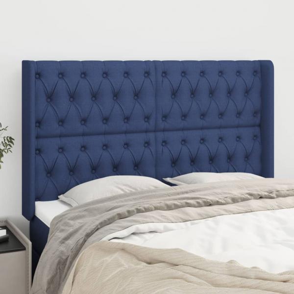 ARDEBO.de - Kopfteil mit Ohren Blau 163x16x118/128 cm Stoff