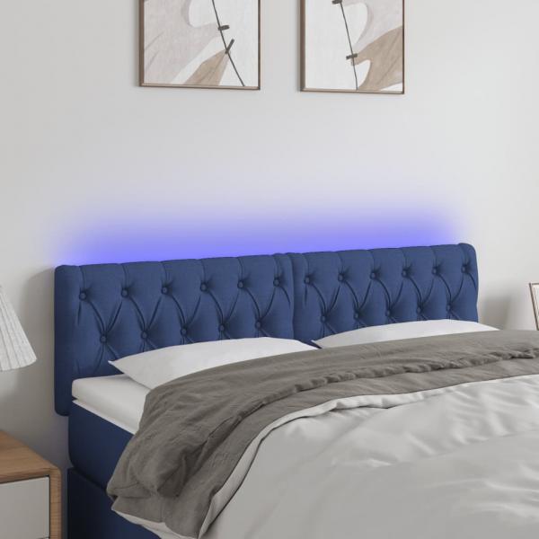 ARDEBO.de - LED Kopfteil Blau 160x7x78/88 cm Stoff