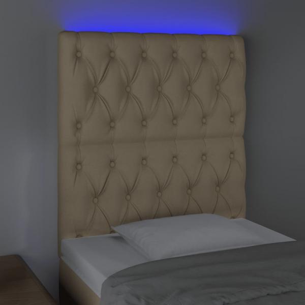 LED Kopfteil Creme 80x7x118/128 cm Stoff