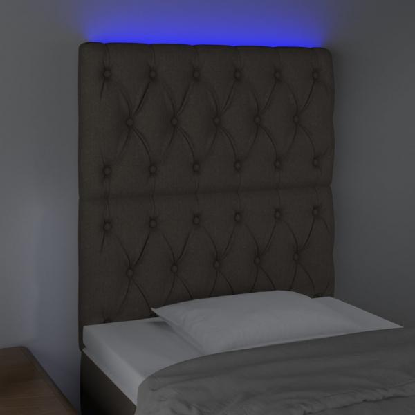 LED Kopfteil Taupe 80x7x118/128 cm Stoff