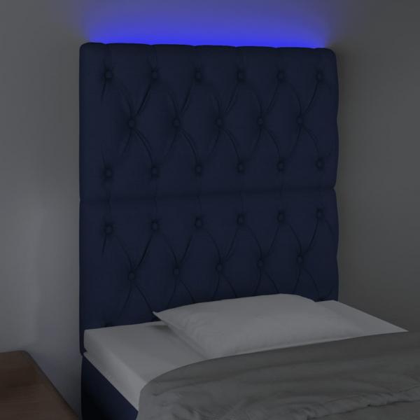 LED Kopfteil Blau 80x7x118/128 cm Stoff