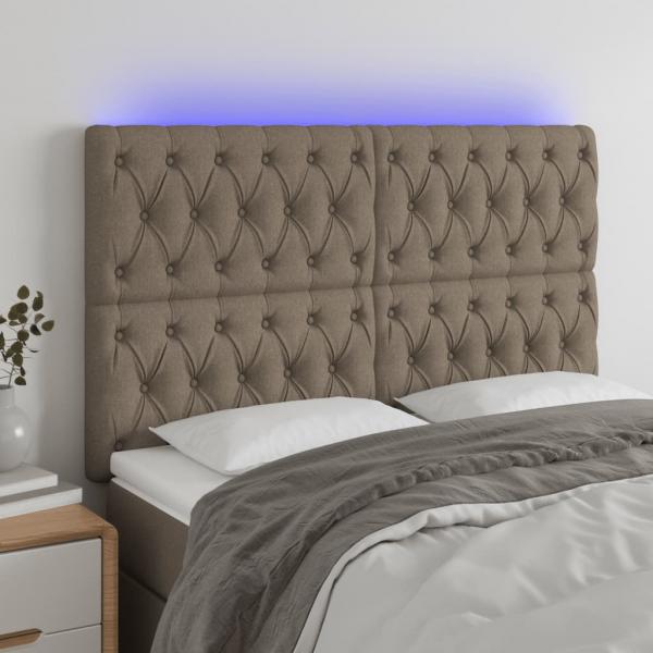 ARDEBO.de - LED Kopfteil Taupe 160x7x118/128 cm Stoff