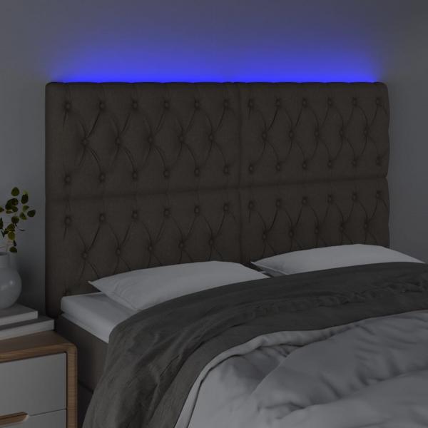 LED Kopfteil Taupe 160x7x118/128 cm Stoff