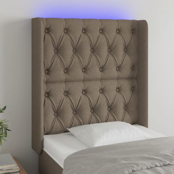 ARDEBO.de - LED Kopfteil Taupe 83x16x118/128 cm Stoff