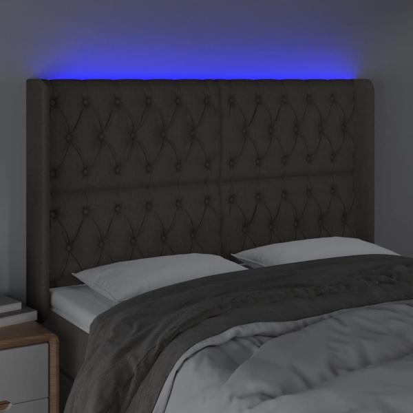 LED Kopfteil Taupe 163x16x118/128 cm Stoff