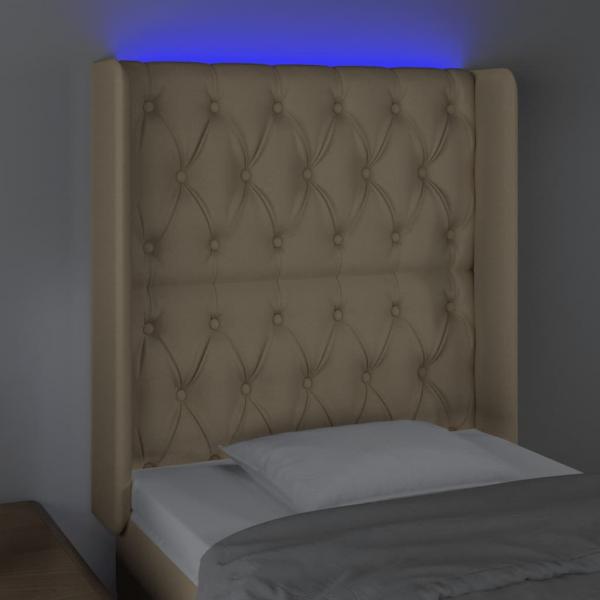 LED Kopfteil Creme 83x16x118/128 cm Stoff