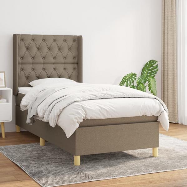 ARDEBO.de - Boxspringbett mit Matratze Taupe 80x200 cm Stoff