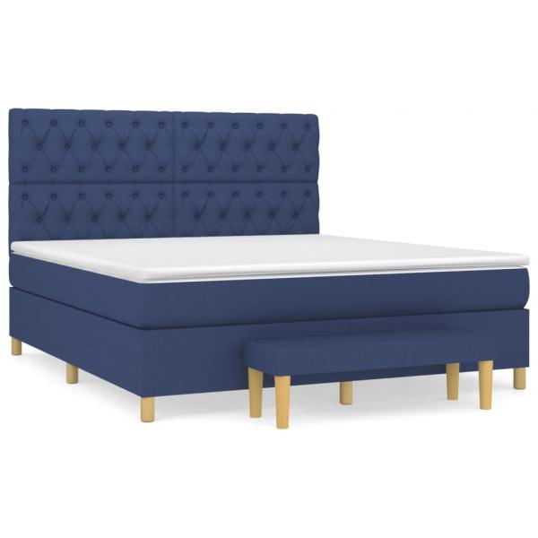 Boxspringbett mit Matratze Blau 160x200 cm Stoff