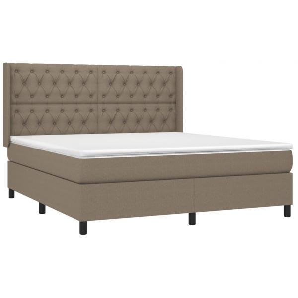 Boxspringbett mit Matratze & LED Taupe 160x200 cm Stoff