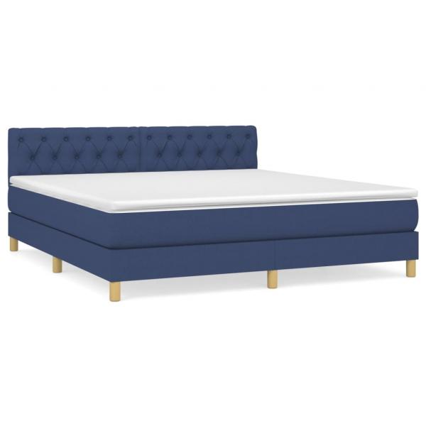 Boxspringbett mit Matratze Blau 160x200 cm Stoff