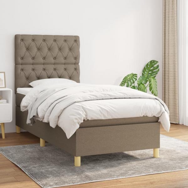 ARDEBO.de - Boxspringbett mit Matratze Taupe 80x200 cm Stoff