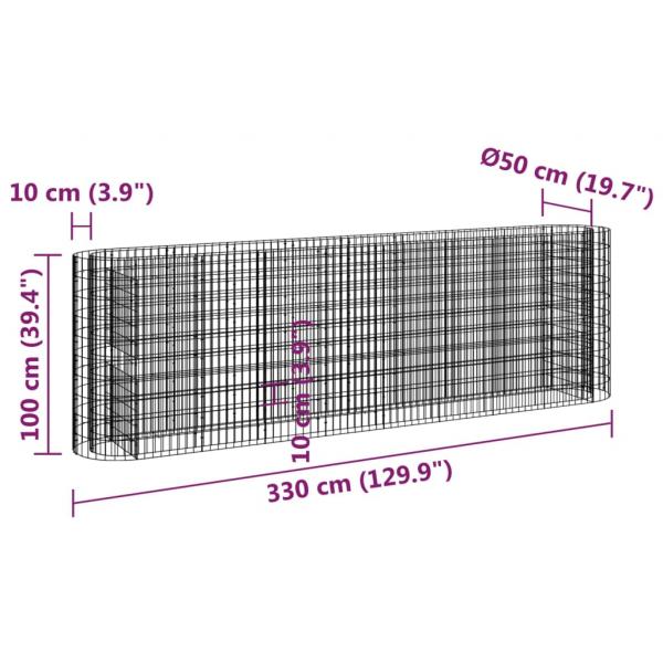 Gabionen-Hochbeet Verzinktes Eisen 330x50x100 cm