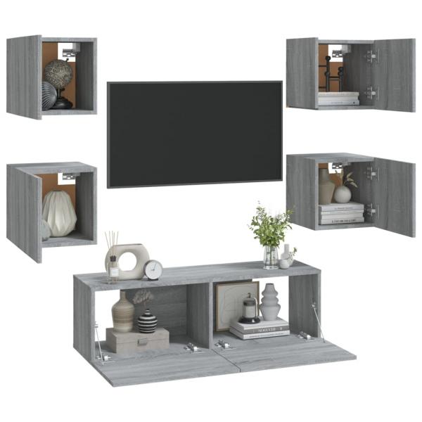 TV-Wandschrank-Set Grau Sonoma Holzwerkstoff