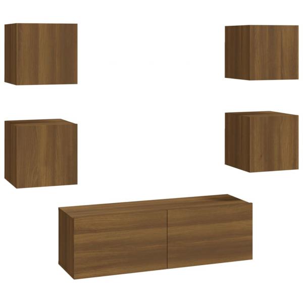 TV-Wandschrank-Set Braun Eichen-Optik Holzwerkstoff