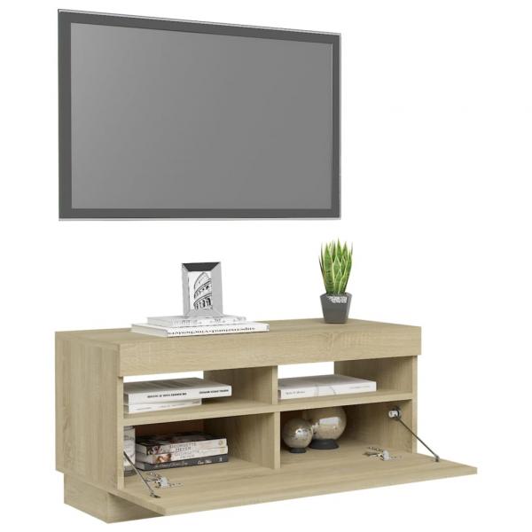 TV-Schrank mit LED-Leuchten Sonoma-Eiche 80x35x40 cm