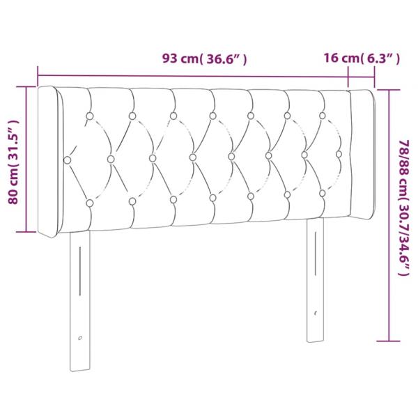 Kopfteil mit Ohren Hellgrau 93x16x78/88 cm Samt