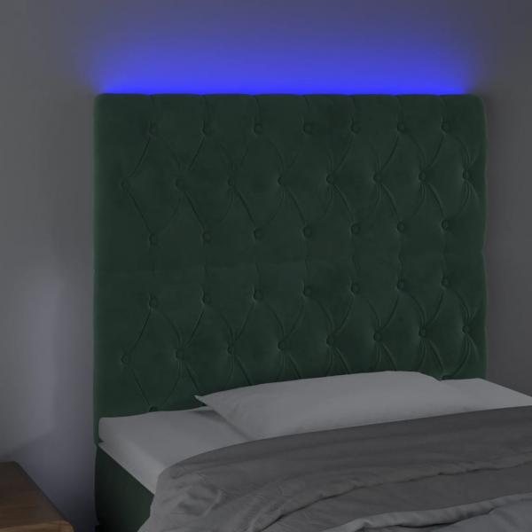 LED Kopfteil Dunkelgrün 90x7x118/128 cm Samt