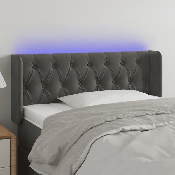 ARDEBO.de - LED Kopfteil Dunkelgrau 103x16x78/88 cm Samt