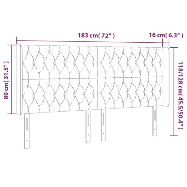 LED Kopfteil Dunkelgrün 183x16x118/128 cm Samt 