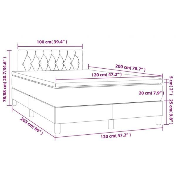 Boxspringbett mit Matratze & LED Dunkelgrau 120x200 cm Samt