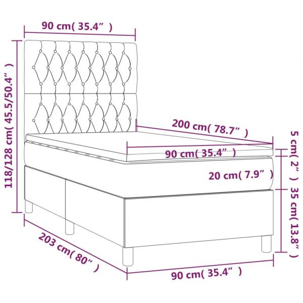 Boxspringbett mit Matratze & LED Dunkelgrün 90x200 cm Samt