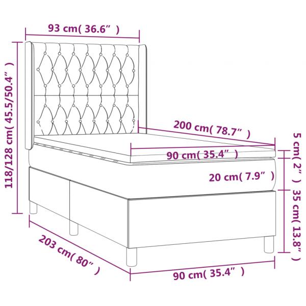 Boxspringbett mit Matratze & LED Dunkelgrün 90x200 cm Samt