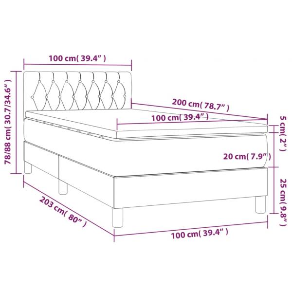 Boxspringbett mit Matratze Hellgrau 100x200 cm Samt