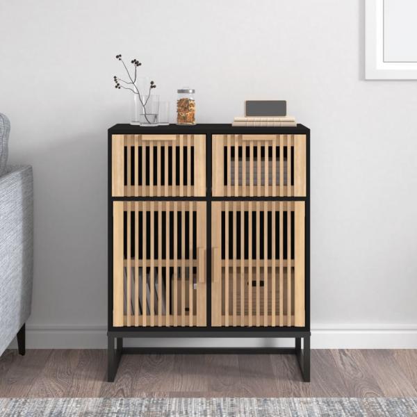 ARDEBO.de - Sideboard Schwarz 60x30x75 cm Holzwerkstoff