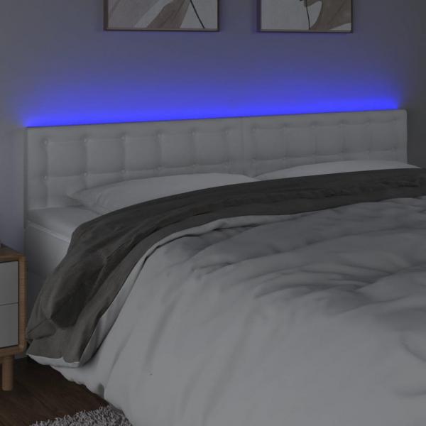 LED Kopfteil Weiß 180x5x78/88 cm Kunstleder