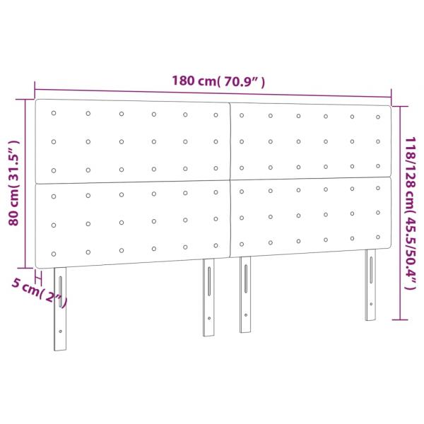 LED Kopfteil Weiß 180x5x118/128 cm Kunstleder