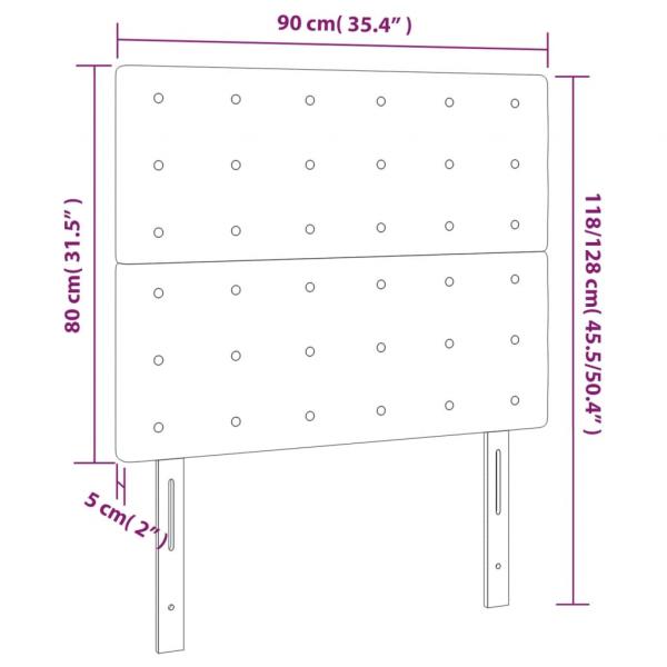 LED Kopfteil Dunkelgrau 90x5x118/128 cm Stoff