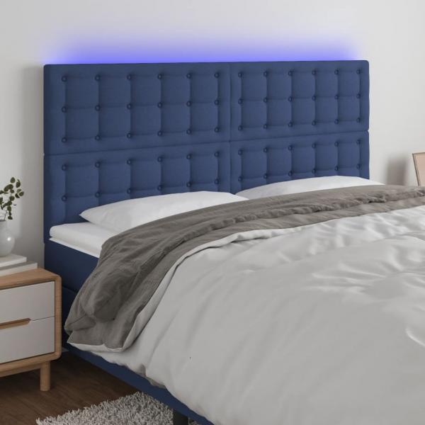 ARDEBO.de - LED Kopfteil Blau 180x5x118/128 cm Stoff