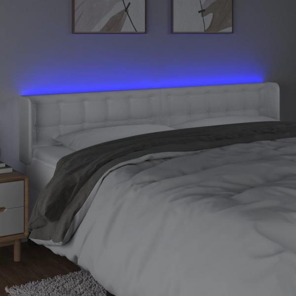 LED Kopfteil Weiß 183x16x78/88 cm Kunstleder