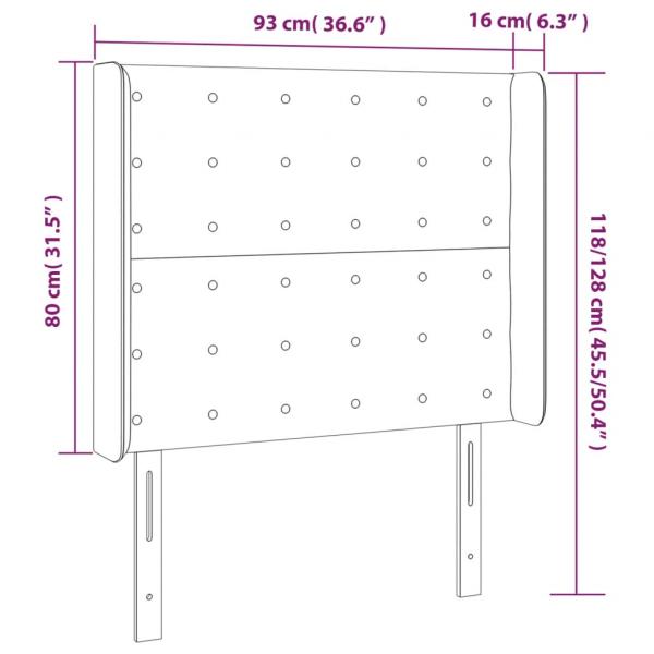 LED Kopfteil Dunkelgrau 93x16x118/128 cm Stoff