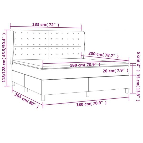 Boxspringbett mit Matratze Dunkelgrau 180x200 cm Stoff