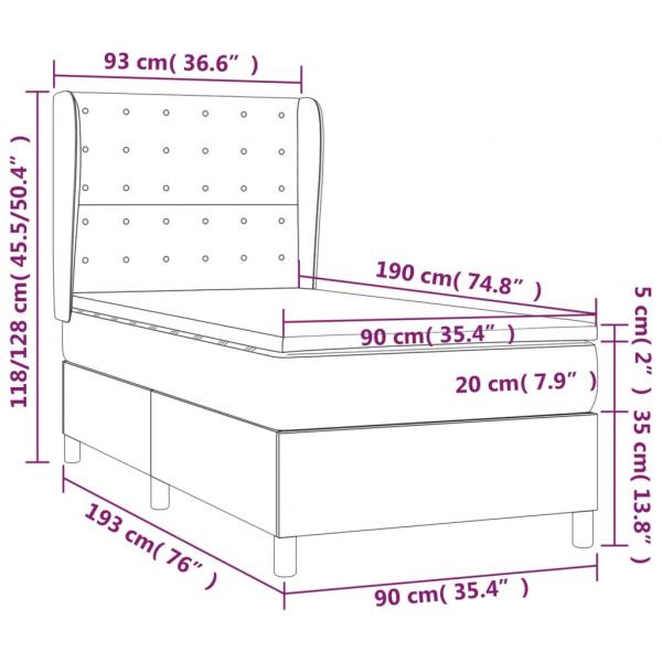 Boxspringbett mit Matratze Weiß 90x190 cm Kunstleder