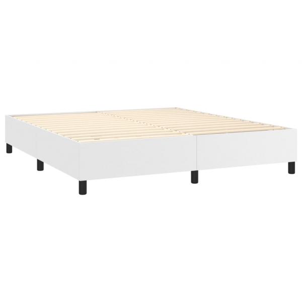 Boxspringbett mit Matratze Weiß 180x200 cm Kunstleder