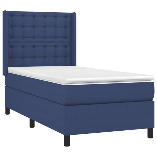 Boxspringbett mit Matratze Blau 90x190 cm Stoff