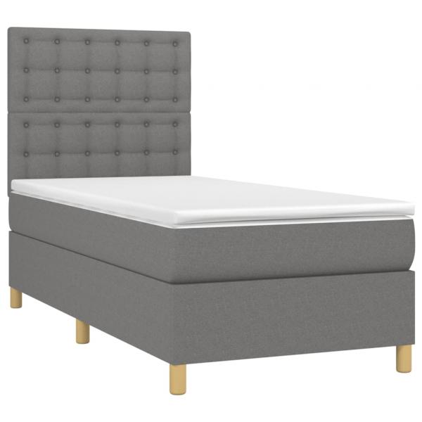 Boxspringbett mit Matratze & LED Dunkelgrau 90x190 cm Stoff